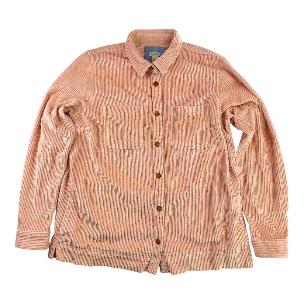L.L.Bean Women's Corduroy Overshirt Soft Blush Pink Autumn Layer Essential M